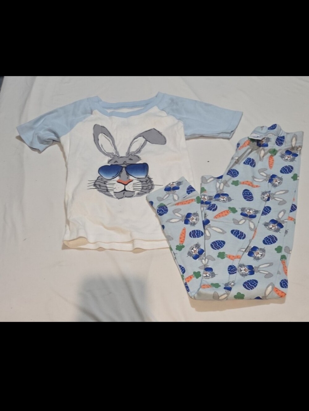 PJ place boys size 7 blue Easter bunny pajamas #05